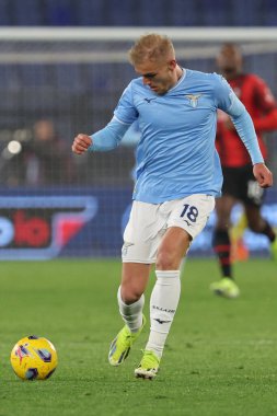 Roma, İtalya 01.03.2024: İtalya Serisi A TIM 2023-2024 futbol karşılaşması sırasında Roma Olimpiyat Stadyumu 'nda SS LAZIO - AC MILAN karşılaşması.