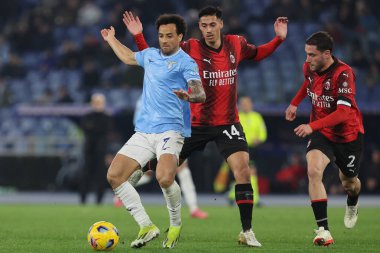 Roma, İtalya 01.03.2024: İtalya Serisi A TIM 2023-2024 futbol karşılaşması sırasında Roma Olimpiyat Stadyumu 'nda SS LAZIO - AC MILAN karşılaşması.