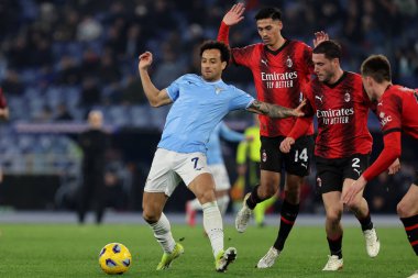 Roma, İtalya 01.03.2024: İtalya Serisi A TIM 2023-2024 futbol karşılaşması sırasında Roma Olimpiyat Stadyumu 'nda SS LAZIO - AC MILAN karşılaşması.