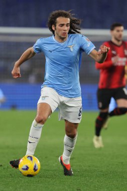 Roma, İtalya 01.03.2024: İtalyan Serisi A TIM 2023-2024 futbol karşılaşmasında Lazio 'lu Matteo Guendouzi Roma Olimpiyat Stadyumu' nda SS LAZIO 'ya karşı AC MILAN.