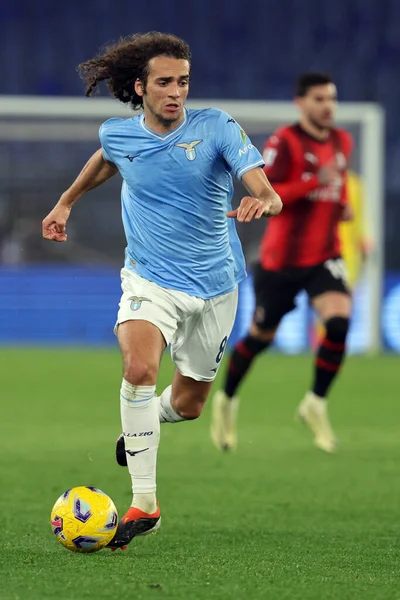 Roma, İtalya 01.03.2024: İtalyan Serisi A TIM 2023-2024 futbol karşılaşmasında Lazio 'lu Matteo Guendouzi Roma Olimpiyat Stadyumu' nda SS LAZIO 'ya karşı AC MILAN.