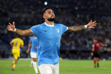 Roma, İtalya 31 Ağustos 2025: Lazio 'lu Taty Castellanos golü attı ve Serie A Enilive 2025-2026, 2. gün, SS Lazio ve Hellas Verona arasında Olimpiyat Stadyumu' nda oynanan futbol karşılaşmasında takımla birlikte kutladı..