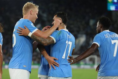Roma, İtalya 31 Ağustos 2025: Lazio 'lu Taty Castellanos golü attı ve Serie A Enilive 2025-2026, 2. gün, SS Lazio ve Hellas Verona arasında Olimpiyat Stadyumu' nda oynanan futbol karşılaşmasında takımla birlikte kutladı..