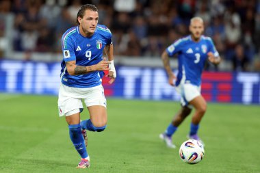 Bergamo, İtalya 5 Eylül 2025: İtalyan Mateo Retegui, İtalya ile Estonya arasında oynanan Avrupa Fifa Dünya Kupası 2026 ön eleme karşılaşmasında New Balance Stadyumu 'nda görüldü.