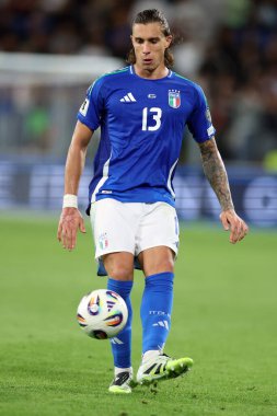 Bergamo, İtalya 5 Eylül 2025: İtalyan Riccardo Colafiori, İtalya ile Estonya arasında oynanan Avrupa Fifa Dünya Kupası 2026 ön eleme karşılaşmasında New Balance Stadyumu 'nda görüldü.