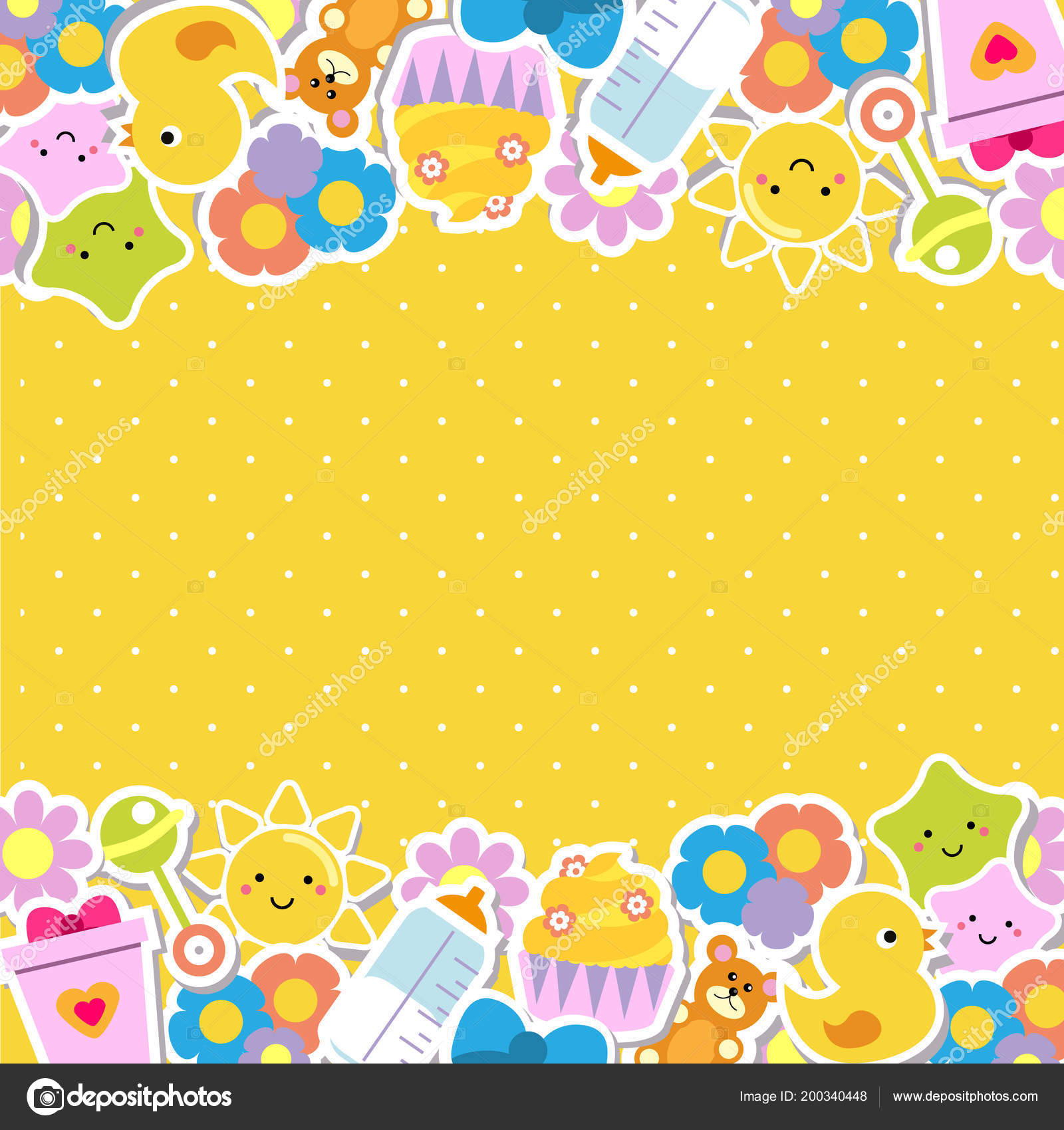 Colorful Border Frame Background Children Kids Toys Symbols Vector Image By C Ksuklein Vector Stock 200340448 https depositphotos com 200340448 stock illustration colorful border frame background children html