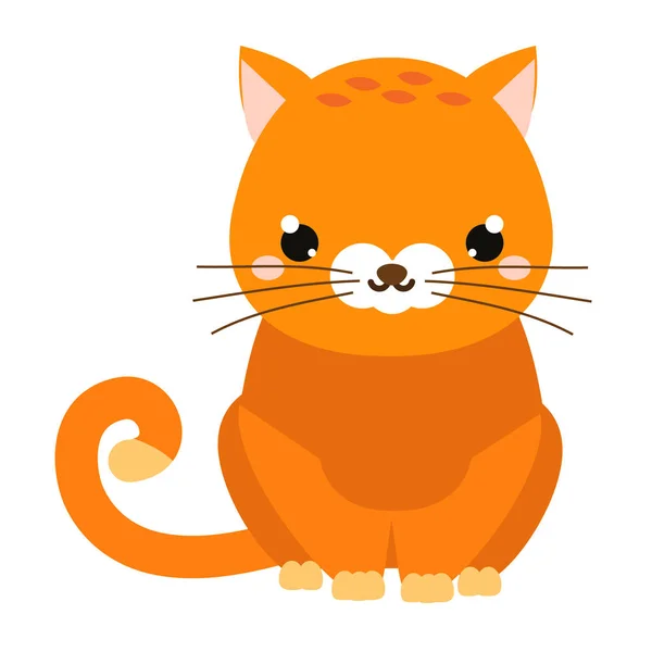 Cute Cartoon Cat Isolated White Vector Illustration — Stock Vector