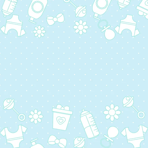 Frame Background Baby Care Symbols Blue White Colors Border Toddlers — Stock Vector