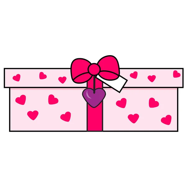 Cadeau Romantique Boîte Rose Avec Des Cœurs Pour Design Amour — Image vectorielle