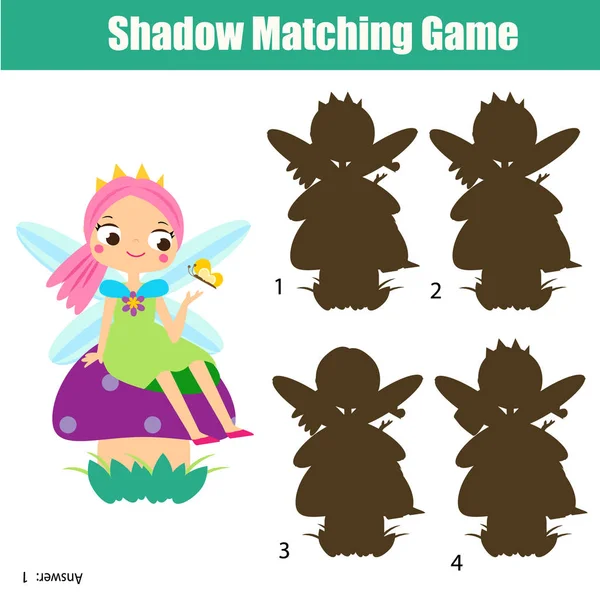 Sombra Juego Juego Para Los Niños Encuentra Sombra Correcta Actividad — Vector de stock