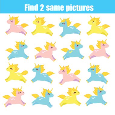 Farkları eğitim çocuk oyunu ile cevap bulun. Şirin atlar