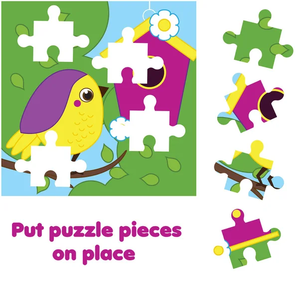 Puzzle Toddlers Find Missing Part Picture Educational Children Game Animals — Stock Vector
