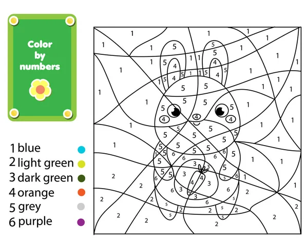 Crianças Jogo Educativo Desenho Para Colorir Com Coelho Cor Por —  Vetores de Stock