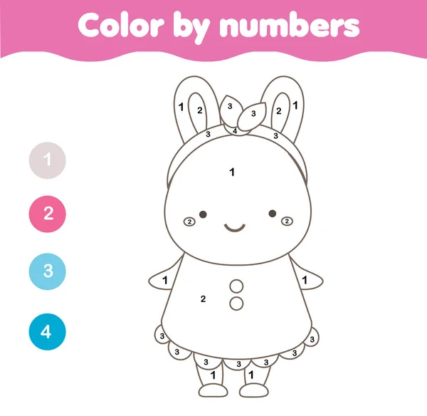 Coloring page with cute cat character. Color by numbers educational  children game, drawing kids activity. Math game Stock Vector by ©ksuklein  155714944