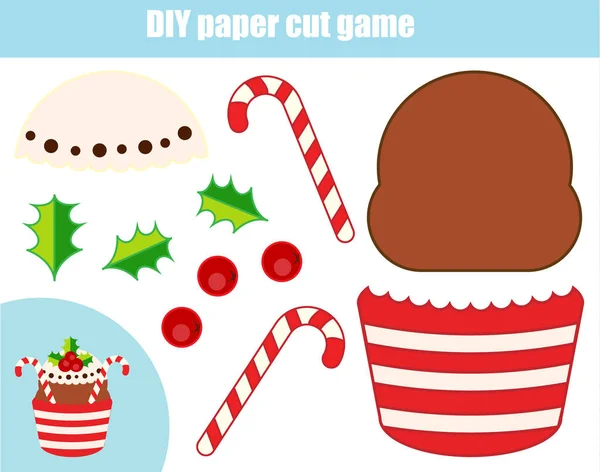 Diy Niños Juego Educativo Tutorial Creativo Actividad Corte Papel Hacer — Vector de stock