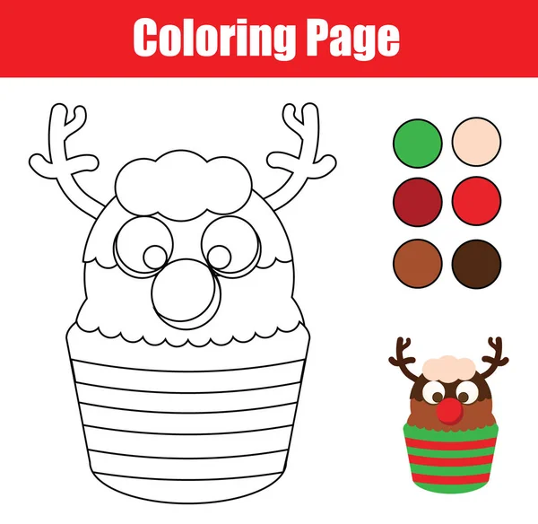 Página Para Colorear Juego Niños Educacionales Pastelito Navidad Color Dibujo — Vector de stock