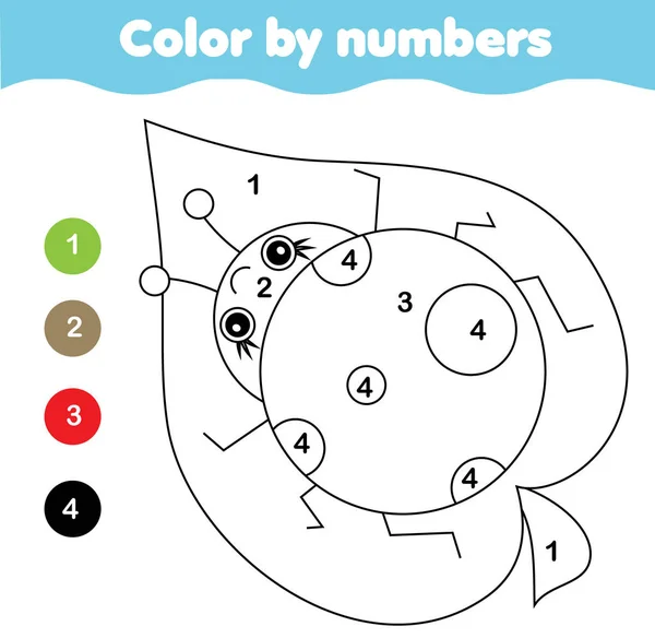 Juego Educativo Para Niños Dibujo Para Colorear Con Mariquita Color — Vector de stock