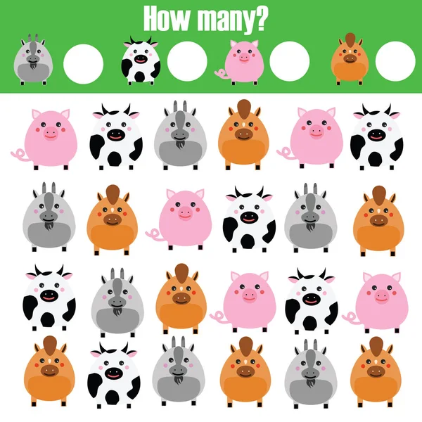 Education game for children count how many cute cartoon key