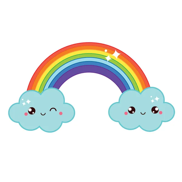 Lindo Arco Iris Icono Vectorial Aislado Estilo Kawaii — Archivo Imágenes Vectoriales