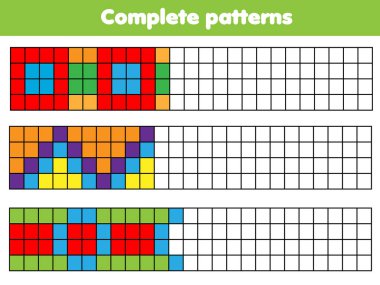 Soyut geometrik desenlerle boyama sayfası. Çocuklar için eğitici bir oyun. Küçük bebekler ve çocuklar için yazdırılabilir etkinliği, tam bir resim çizim