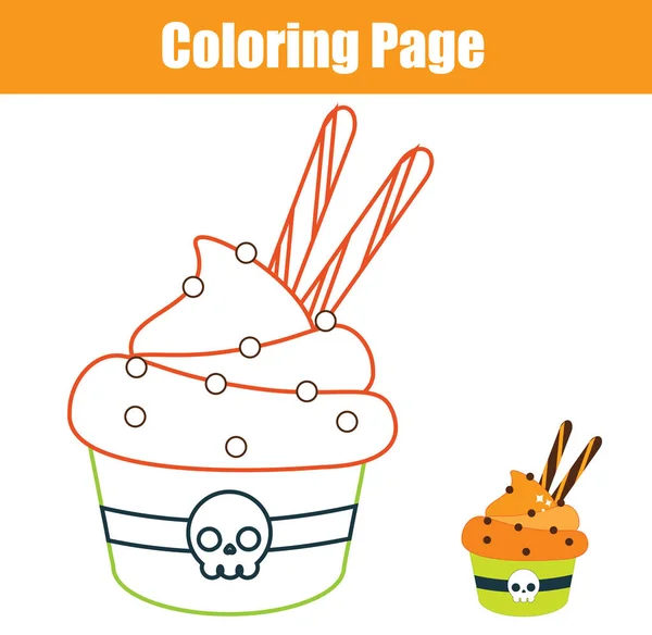 Página Para Colorear Juego Niños Educacionales Pastel Halloween Color Dibujo — Vector de stock