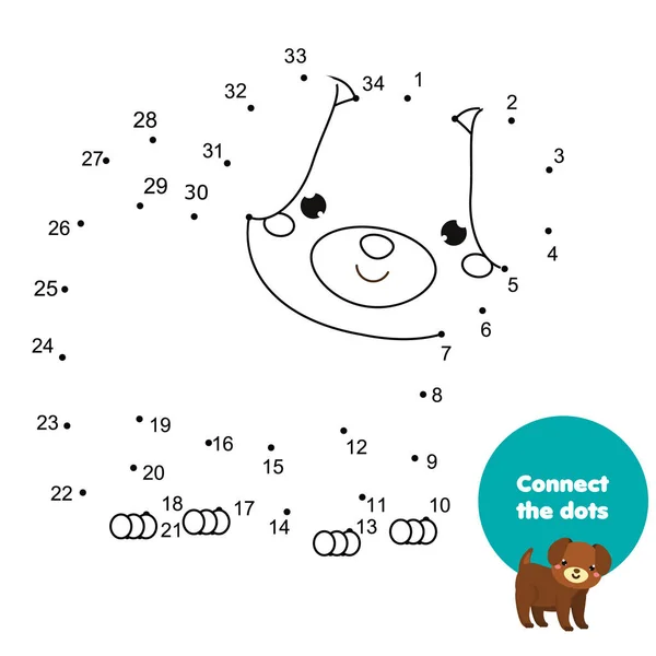 连接点 儿童教育游戏 点按数字为孩子点 动物主题工作表活动为幼儿与动画片狗 — 图库矢量图片