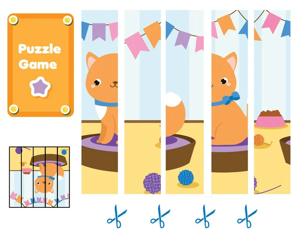 Puzzle Para Niños Pequeños Coincidir Con Las Piezas Completar Imagen — Archivo Imágenes Vectoriales