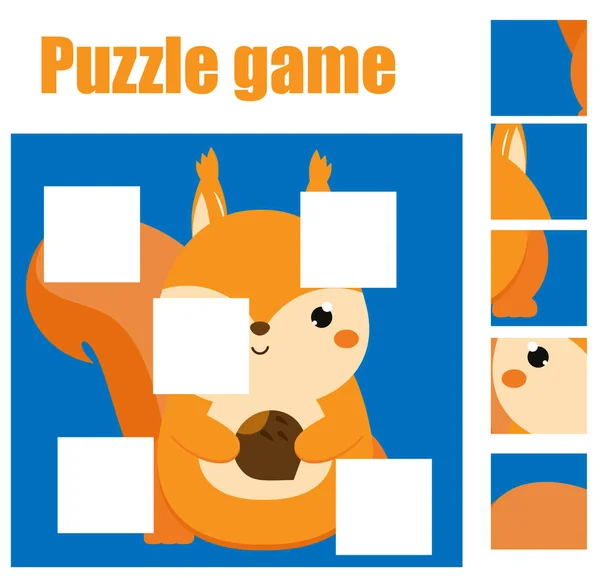 Puzzle Para Crianças Combinar Peças Completar Quadro Esquilo Jogo Educativo —  Vetores de Stock