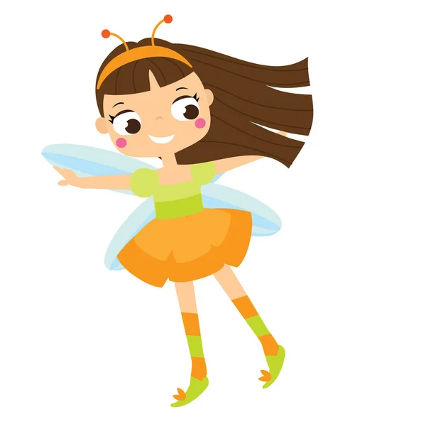 Niedliche Fee Cartoon Kleiner Fliegender Pixie Elfenfigur Vektorillustration — Stockvektor