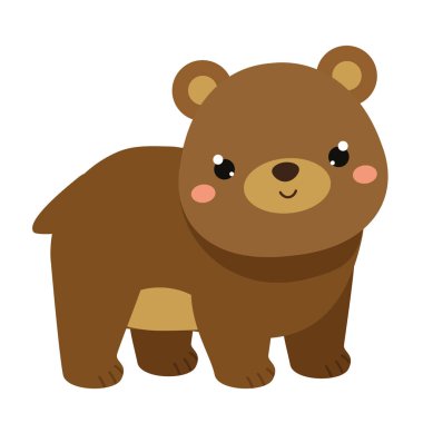 Sevimli ayı. Beyaz izole karikatür orman hayvan.