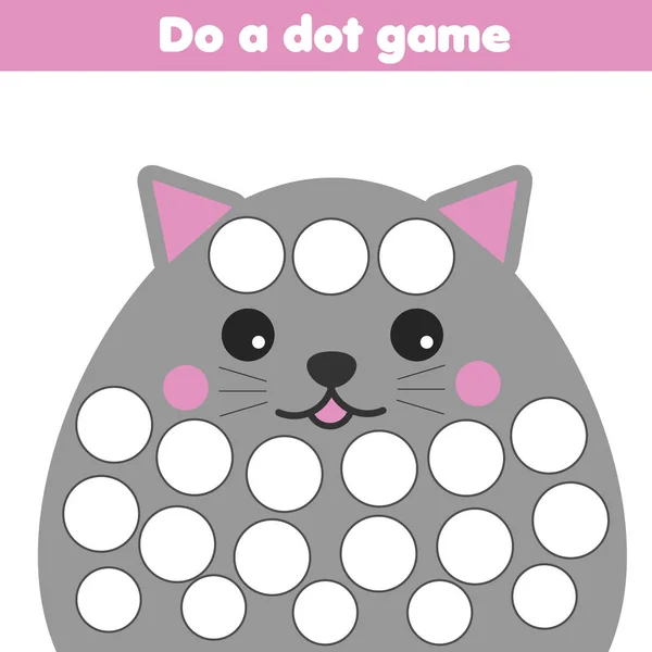 Eduational Game Children Dot Kids Toddlers Cute Cat — Stock Vector