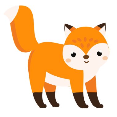 Şirin fox. Beyaz izole karikatür orman hayvan.