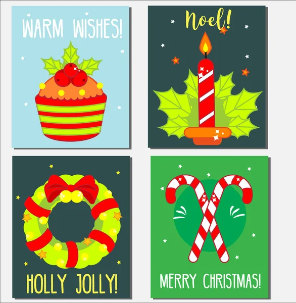 Christmas New Year Holidays Greeting Cards Templates Art Seasonal Greetings — Stock Vector
