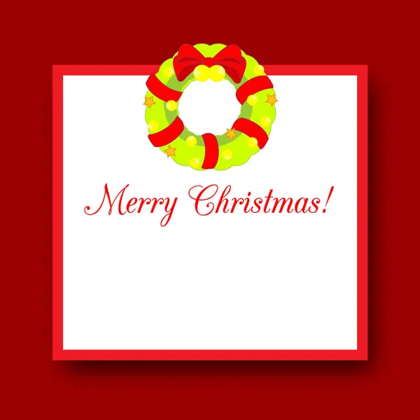 Einfacher Weihnachtsrahmen Mit Kranz Verziert Neujahrshintergrund Für Einladungen Werbung Grußkarten — Stockvektor