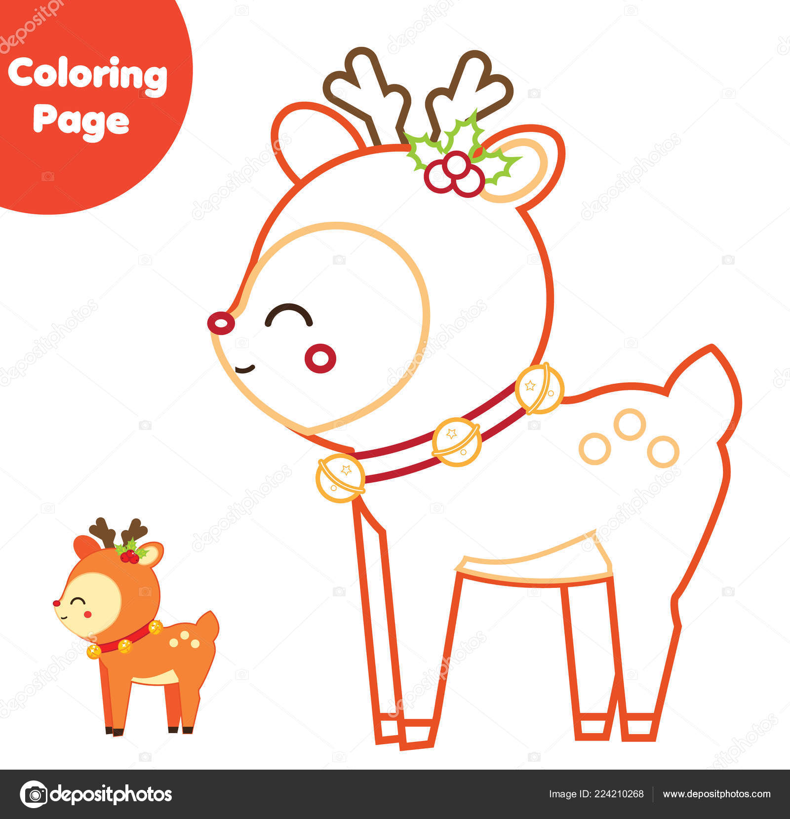 Juego de colorear por números para niños página para colorear con un lindo  ciervo y un búho hoja de trabajo imprimible con solución