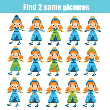 Farkları eğitim çocuk oyunu ile cevap bulun. Kış sezonu Tema