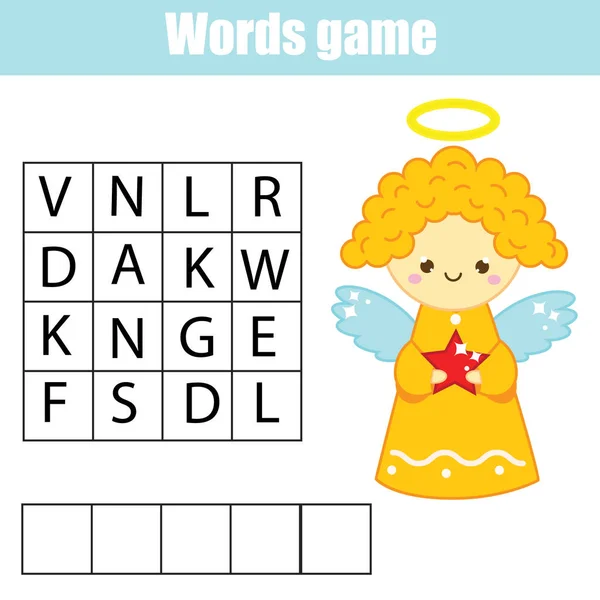 Kinder Lernspiel Wortsuche Rätsel Kinder Aktivität Vokabeln Lernen — Stockvektor