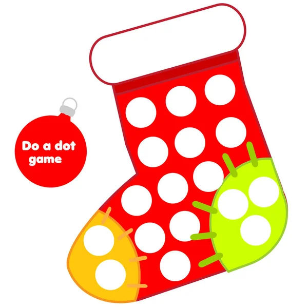Eduational Game Children Dot Kids Toddlers Christmas Gift Sock — Stock Vector