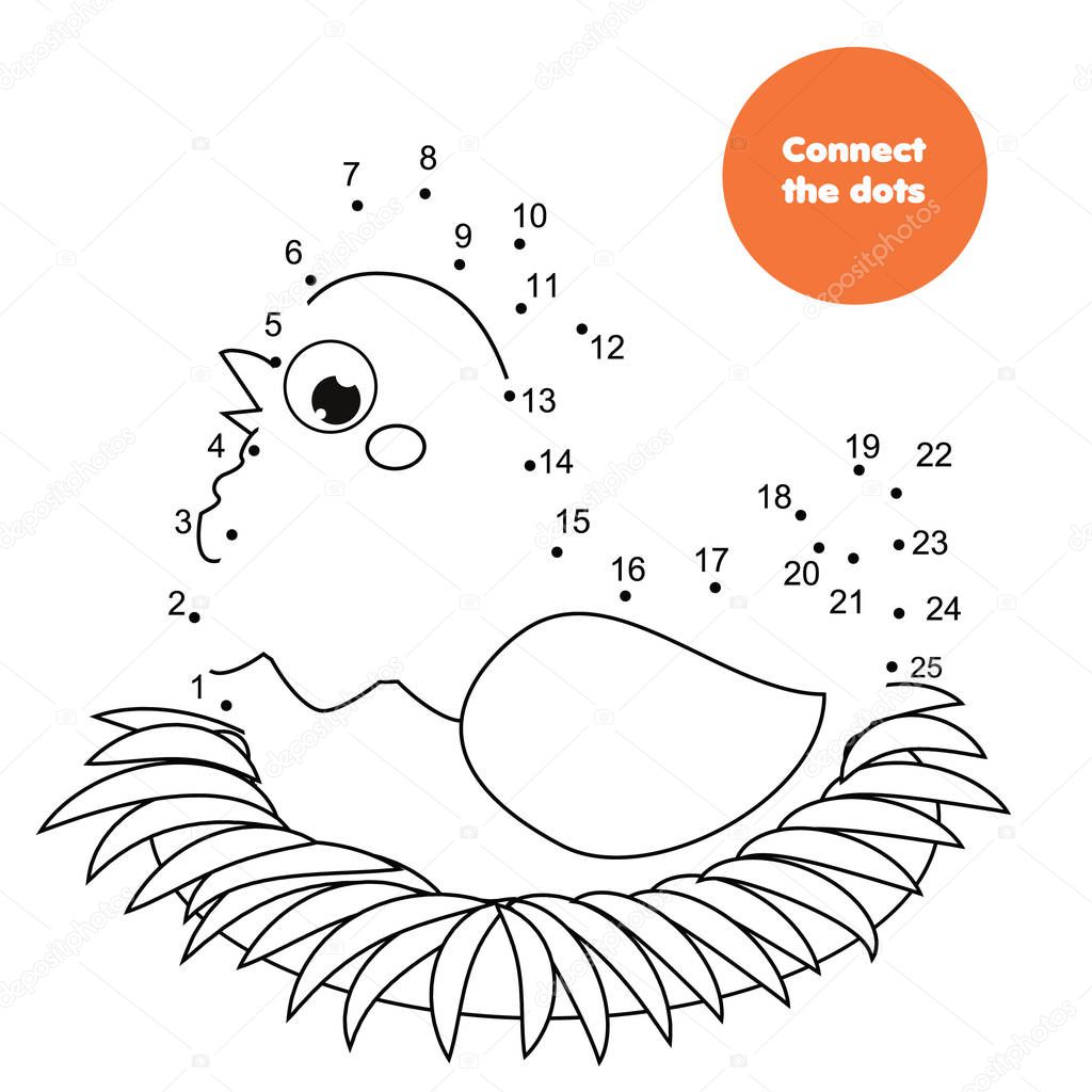 connect the dots children educational game dot to dot by numbers for kids animals theme worksheet activity for toddlers with cartoon hen sitting on nest premium vector in adobe illustrator ai