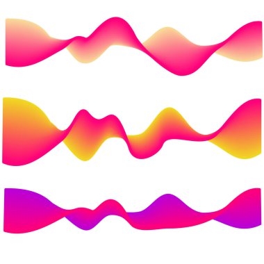 Neon akan dalga. degrade soyut şekiller üzerinde beyaz izole. Vektör kümesi. Müzik, ses, elektronik vibes konsepti