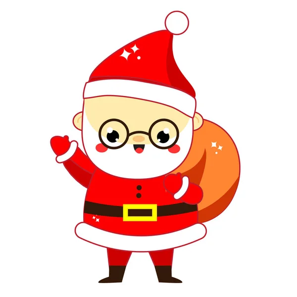 Mignon Père Noël Papa Frost Avec Sac Plein Cadeaux Nouvel — Image vectorielle