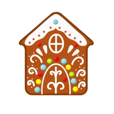 Noel gingerbread ev kurabiyesi. Yeni yıl kutsal kişilerin resmi, izole küçük resim