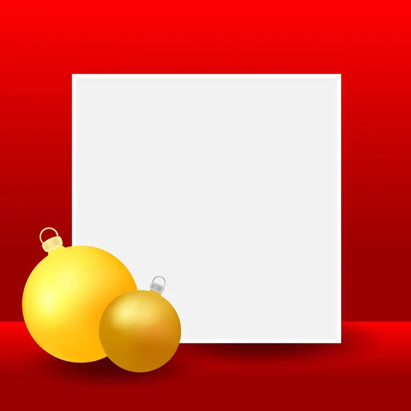 Рождество Новый Год Пустой Фон Золотыми Безделушками Шаблон Баннера Рекламы — стоковый вектор