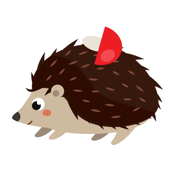 Cute Hedgehog Cartoon Forest Animal Isolated White — Stock Vector