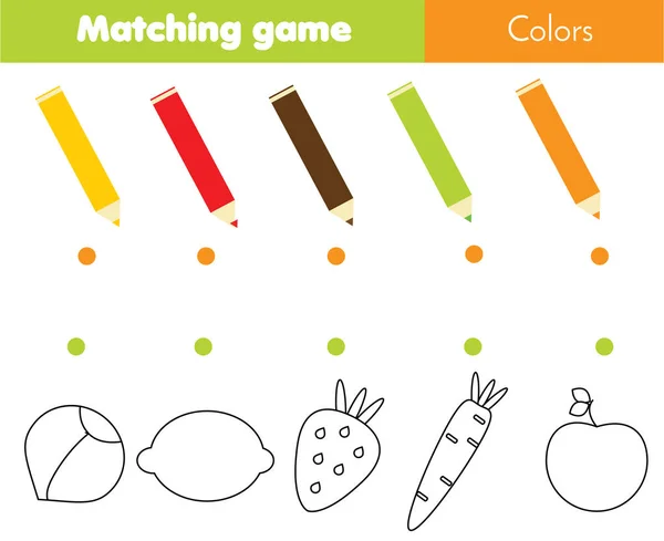 Passend Zum Pädagogischen Kinderspiel Passen Gemüse Und Obst Nach Farbe — Stockvektor