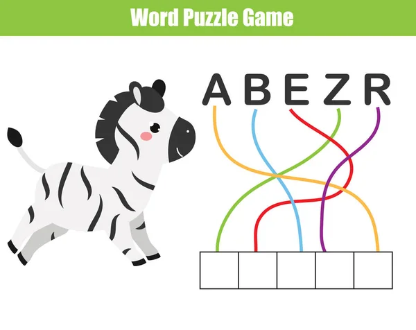 Wörter Rätsel Kinder Lernspiel Platzieren Sie Die Buchstaben Der Richtigen — Stockvektor
