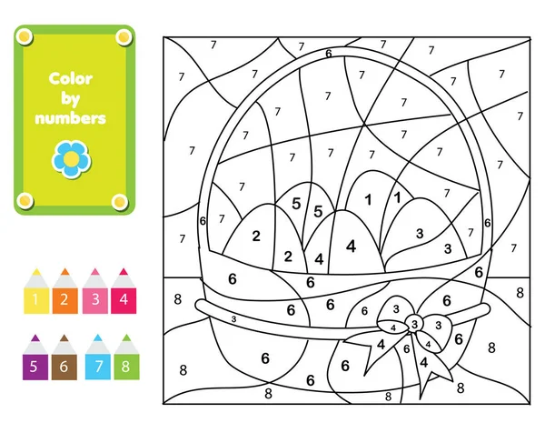 Malseite Für Kinder Bildungsspiel Für Kinder Farbe Nach Zahlen Spaßseite — Stockvektor