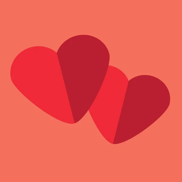 Deux Coeurs Papier Sur Fond Corail Fond Icône Saint Valentin — Image vectorielle