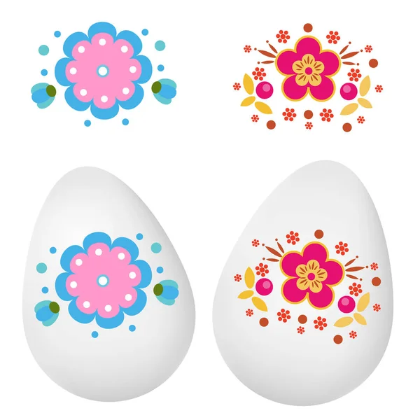 Easter Eggs Decoration Stickers Realistic Eggs Spring Seasonal Design — Stock Vector
