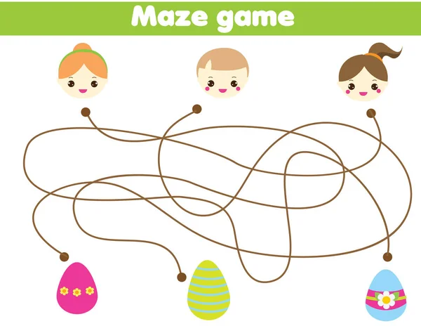 Maze Game Children Easter Egg Hunt Activity Help Kids Find — Stock Vector